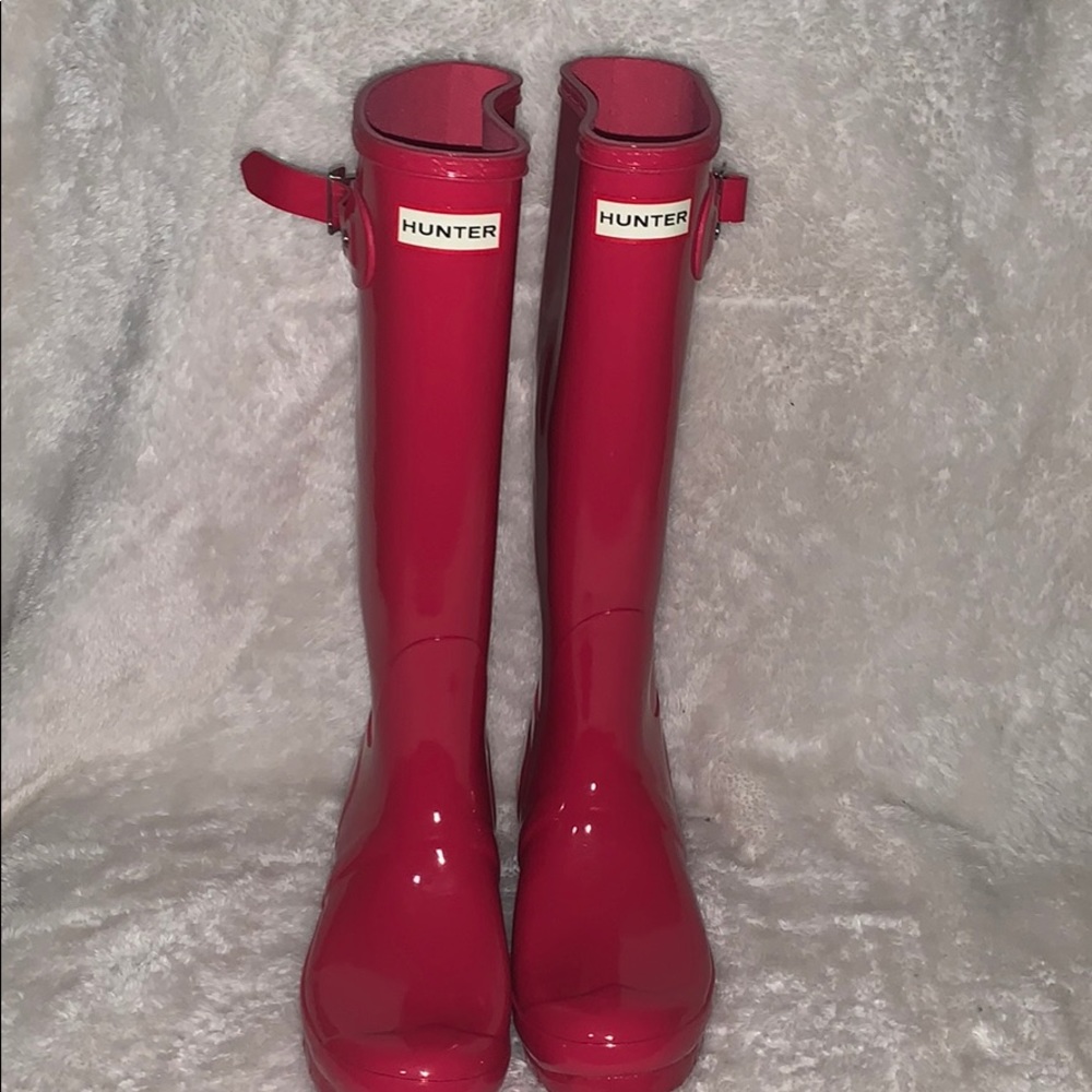 Hunter pink patent leather RainBoots